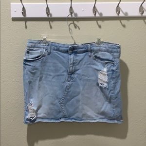 Distressed denim skirt